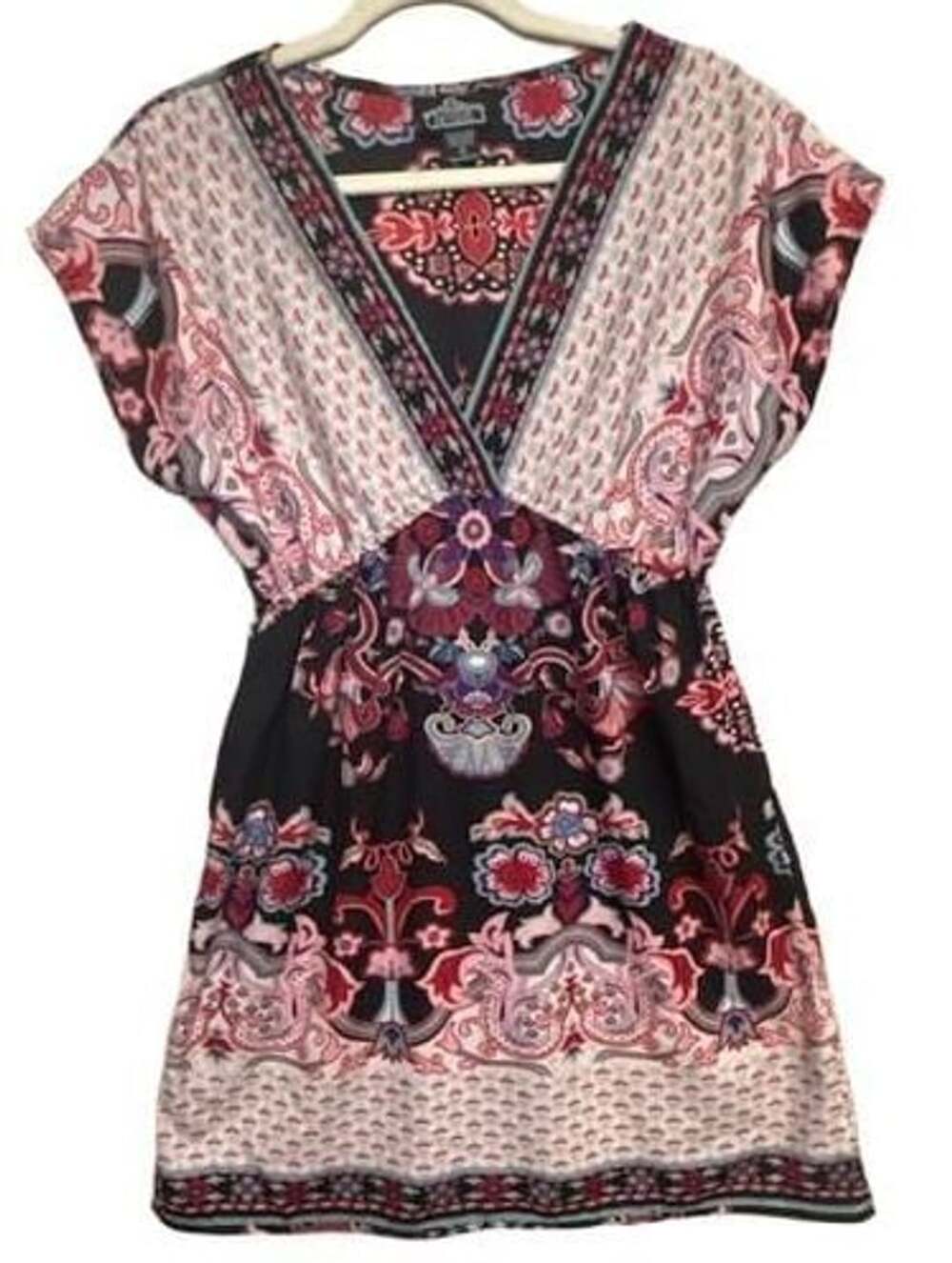 Fairycore Angie Boho Dress Size S V-Neck Floral Mixed Print